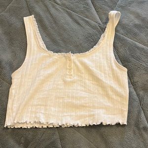 White ruffle tank